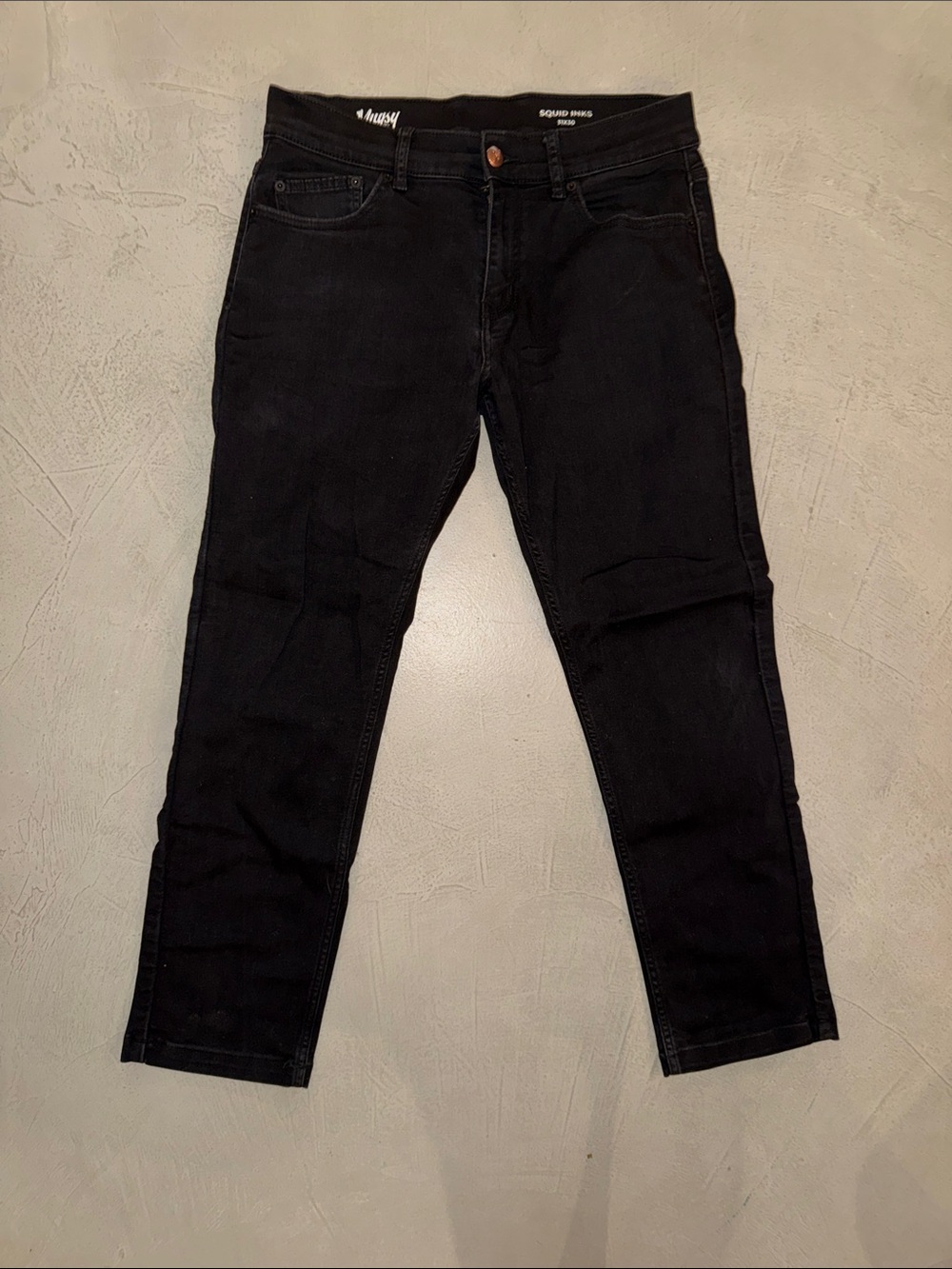 Mugsy Black Men’s Slim Stretch Squid Ink Black Jeans 31x30